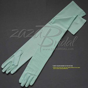 23.5″ Long 4-Way Stretch Matte Finish Satin Gloves Opera Length 16BL - Mint